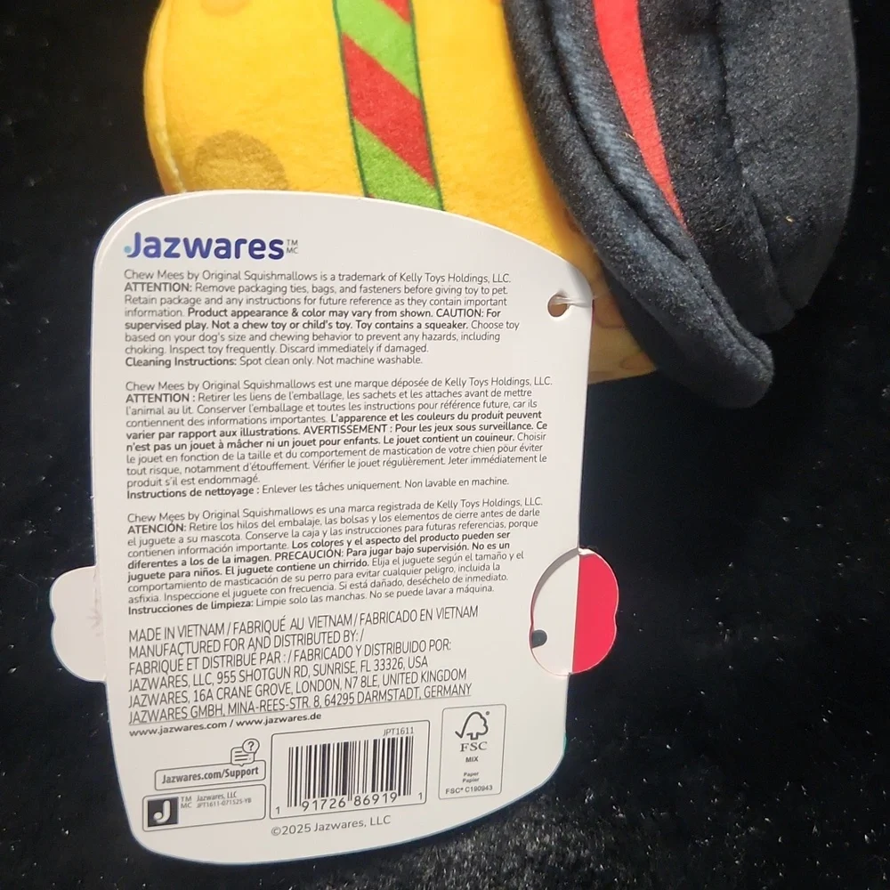 Squishmallows Chew Mees Chedda Gift Dog Toy NWT